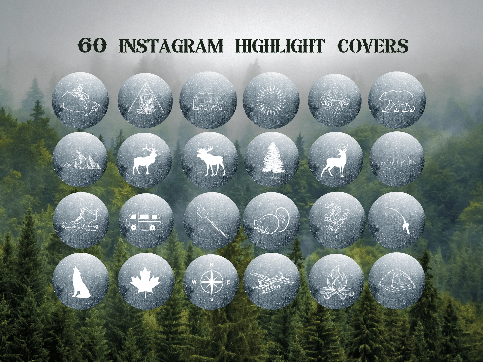 Canada Adventure travel boho Instagram highlight covers + story backgrounds - Canadian snow | exploring wanderlust camping IG icons