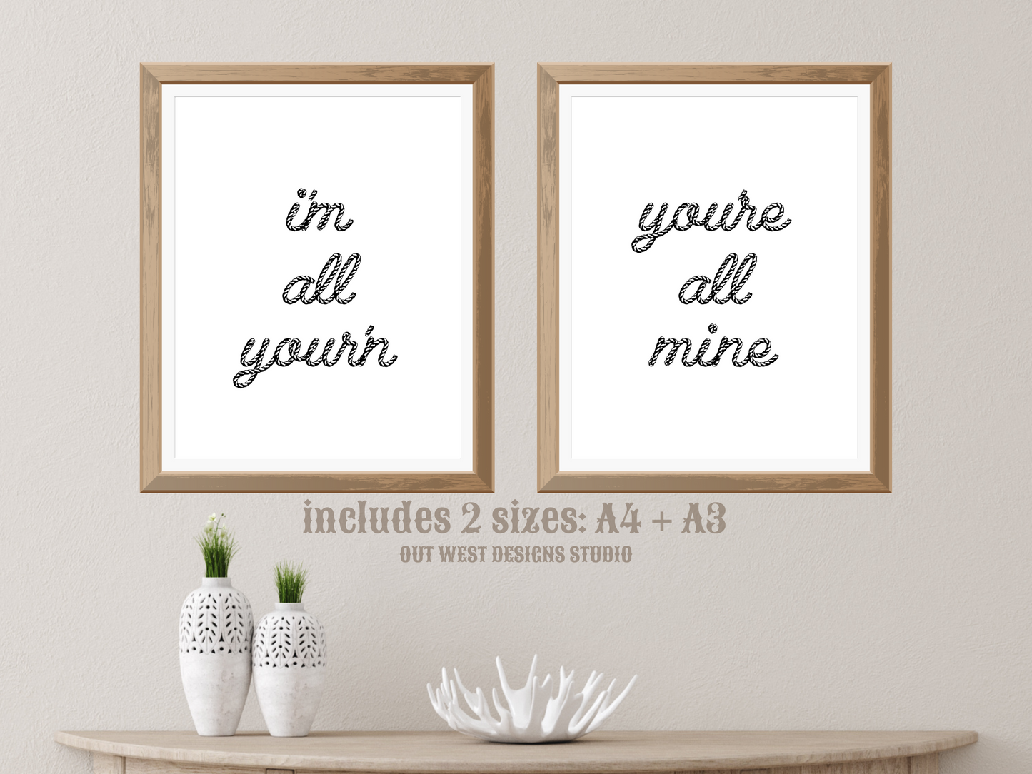 Printable Tyler Childers set of 2 prints in cream +black - I'm all your'n Western home decor Poster wall art Cowgirl cowboy south western!