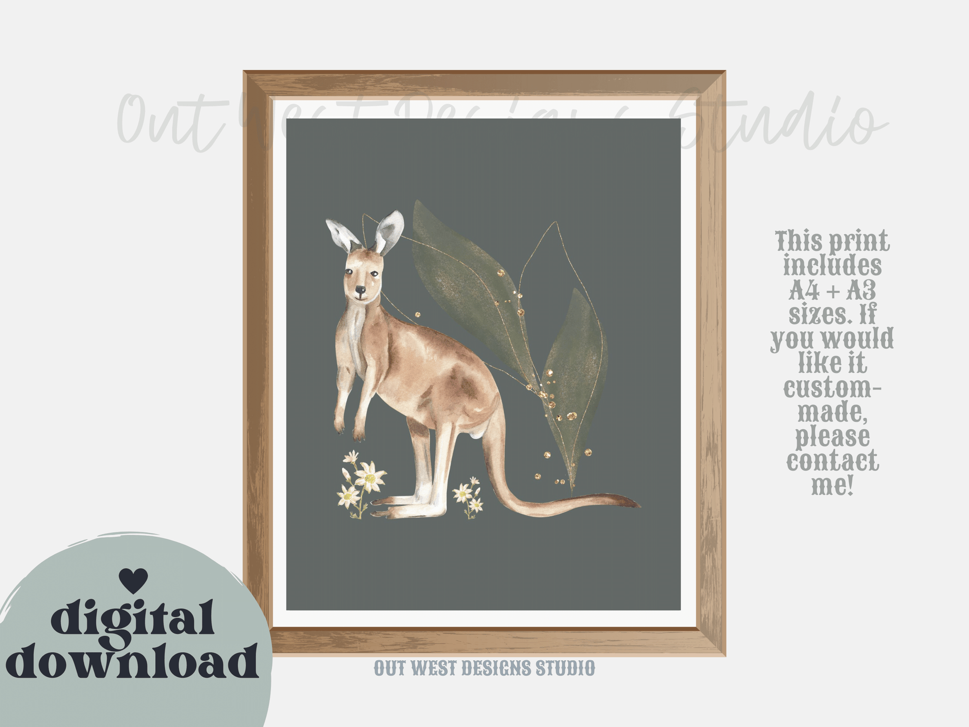 Australian animal print with flora for Nursery print baby toddler girls + boys home wall decor - kids bedroom- Koala, kangaroo, platypus, echidna, galah