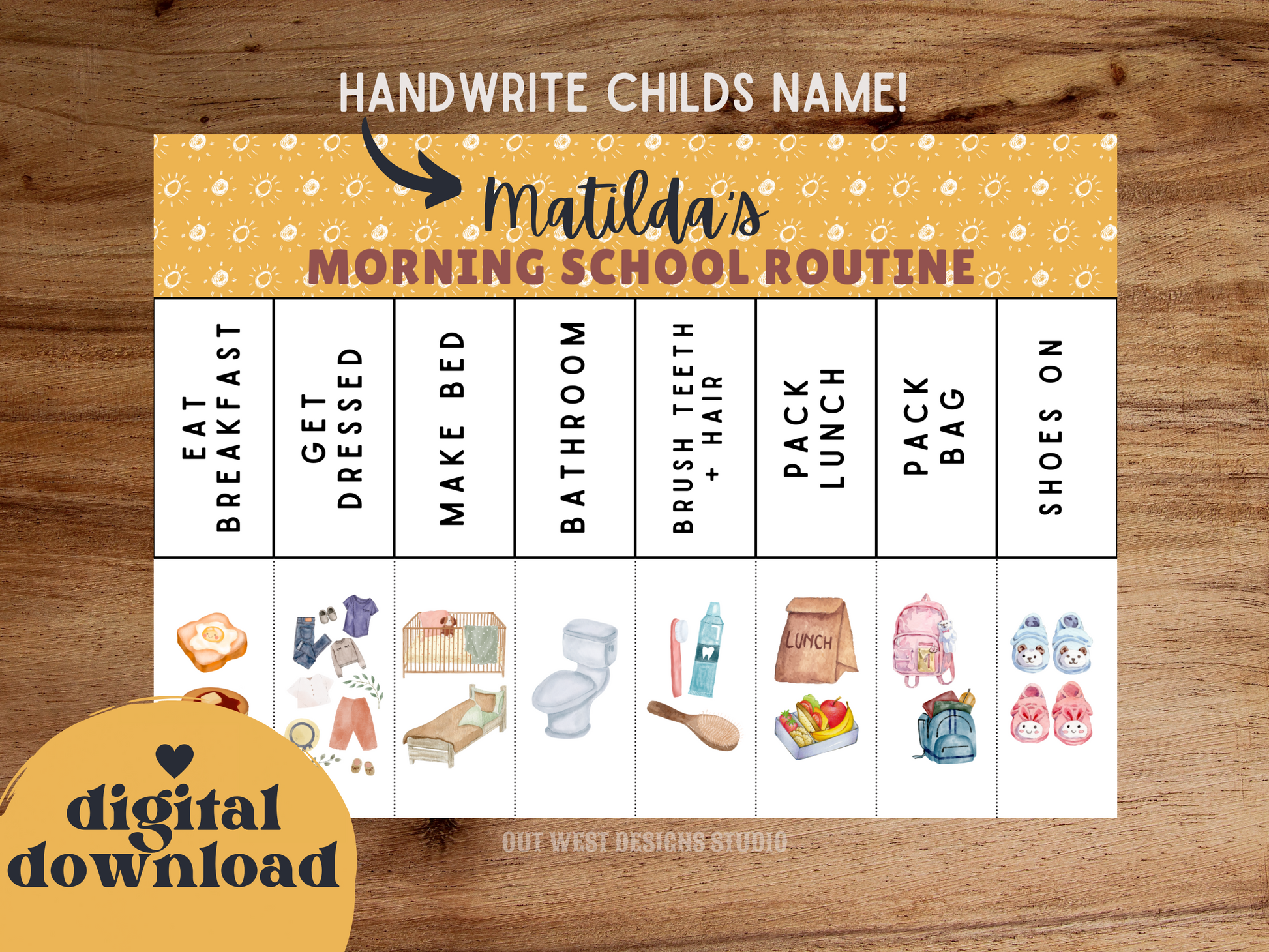 Boho Morning School Routine | Digital wakeup Flip Chart | Chore Checklist | Printable | Schedule for Kid | Montessori planner