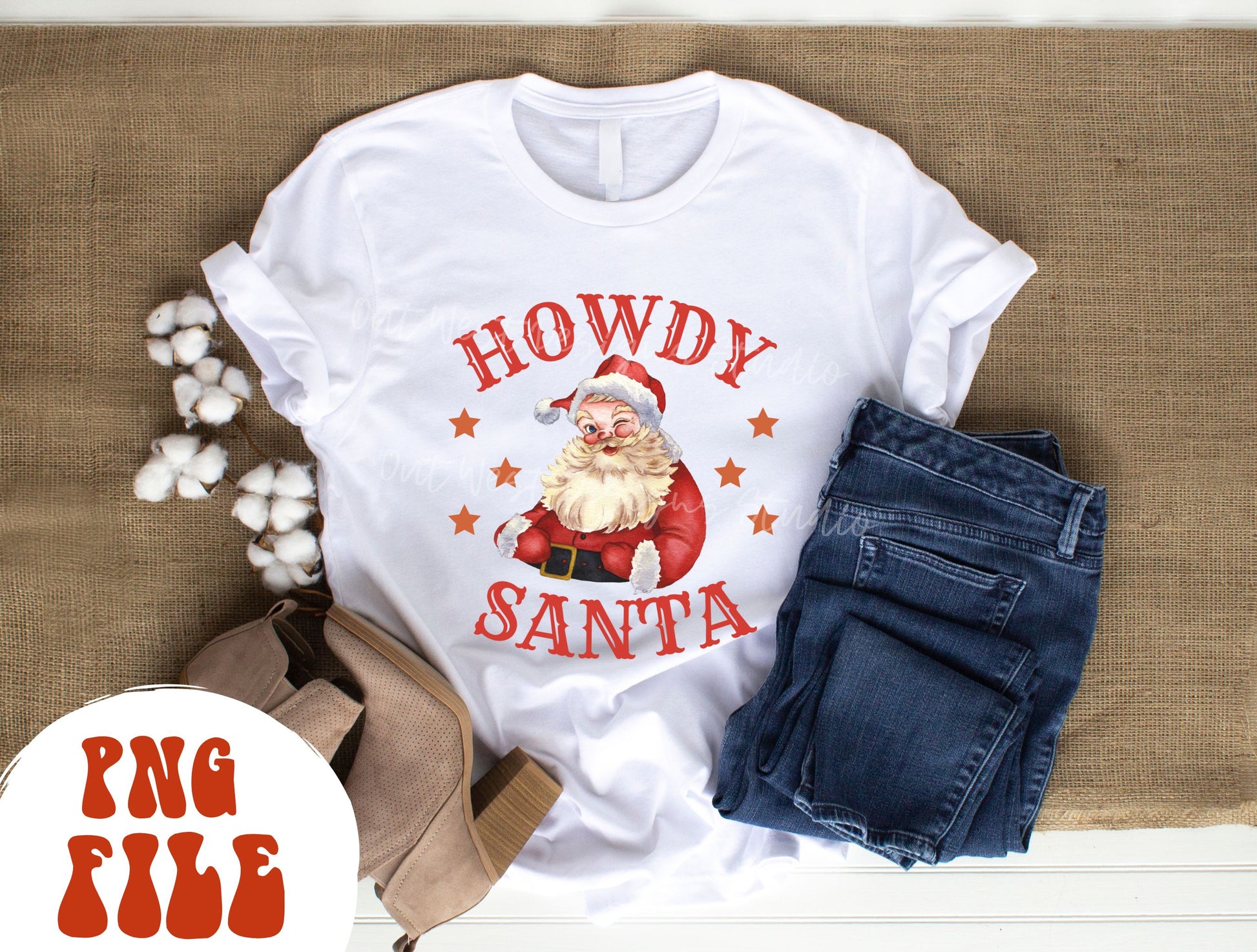 Howdy Santa Country Christmas Vintage Sublimation, Western Png, Digital Illustration, Sublimation File, Christmas Png, Xmas png