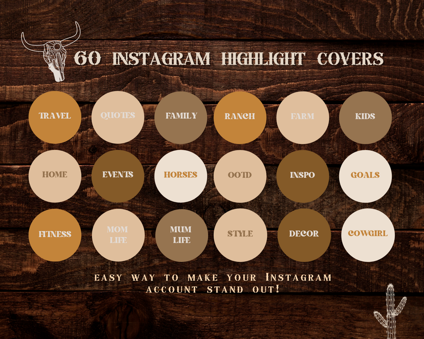 Wild West Cowgirl Instagram highlight covers + story backgrounds - Neutral