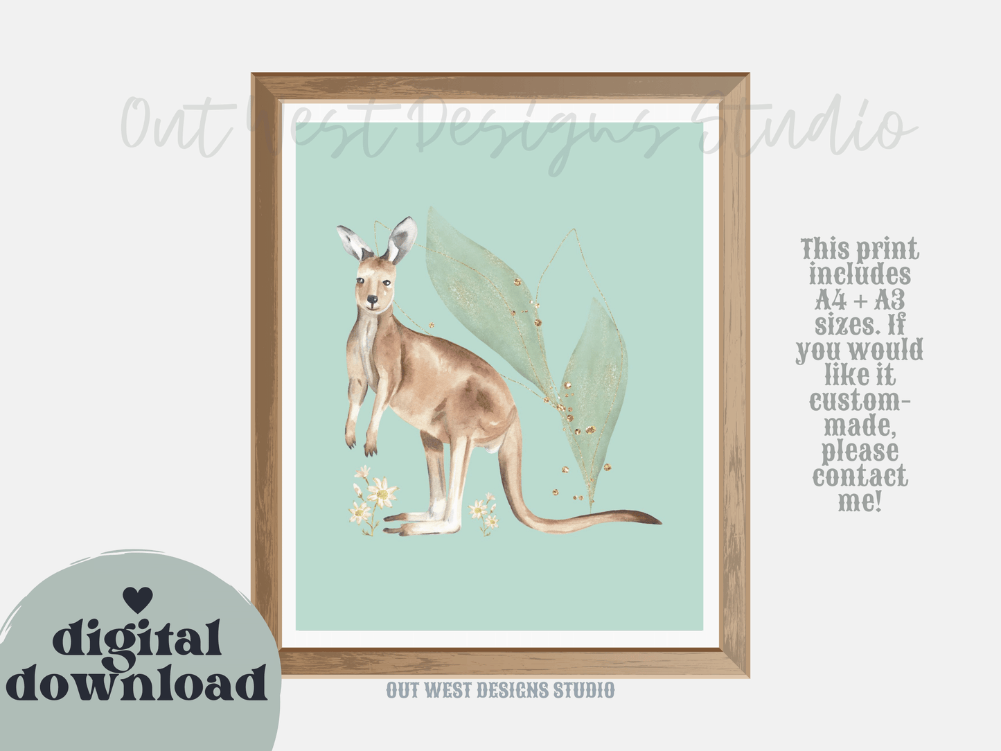 Australian animal print with flora for Nursery print baby toddler girls + boys home wall decor - kids bedroom- Koala, kangaroo, platypus, echidna, galah