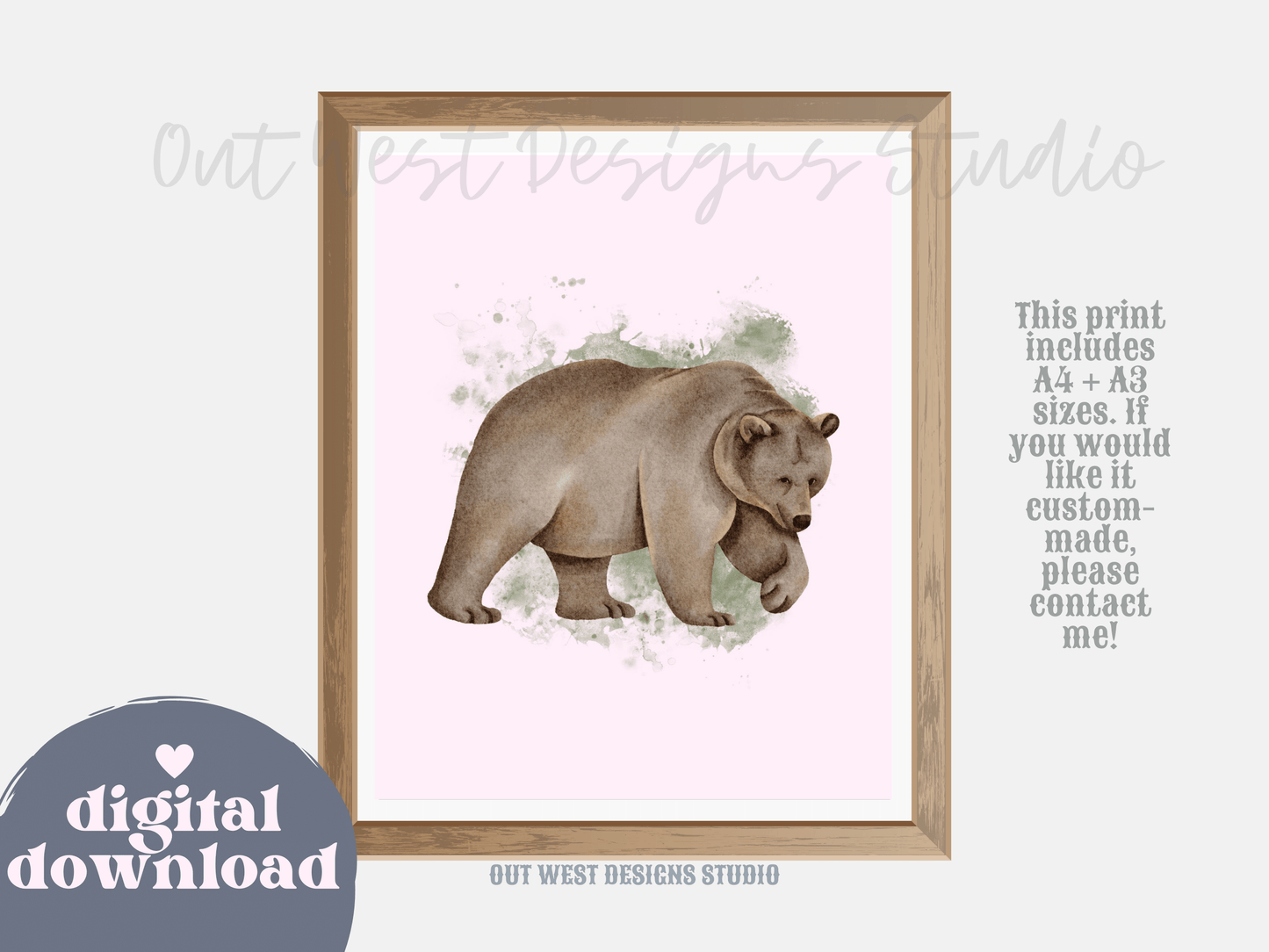 Woodlands animal print- babies, toddler boys + girls nursery home wall decor - fox deer raccoon wolf moose bear Canadian kids bedroom