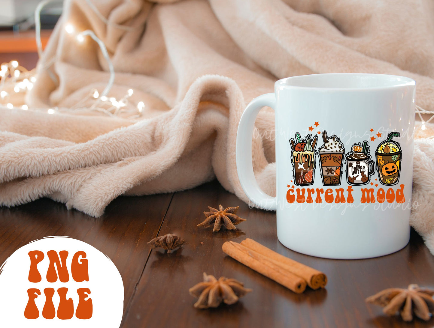 Fall Coffee Drink Png,Christmas Sublimation Designs, Fall png,Coffee Sublimation Png, Halloween Drink Design, Current Mood Png