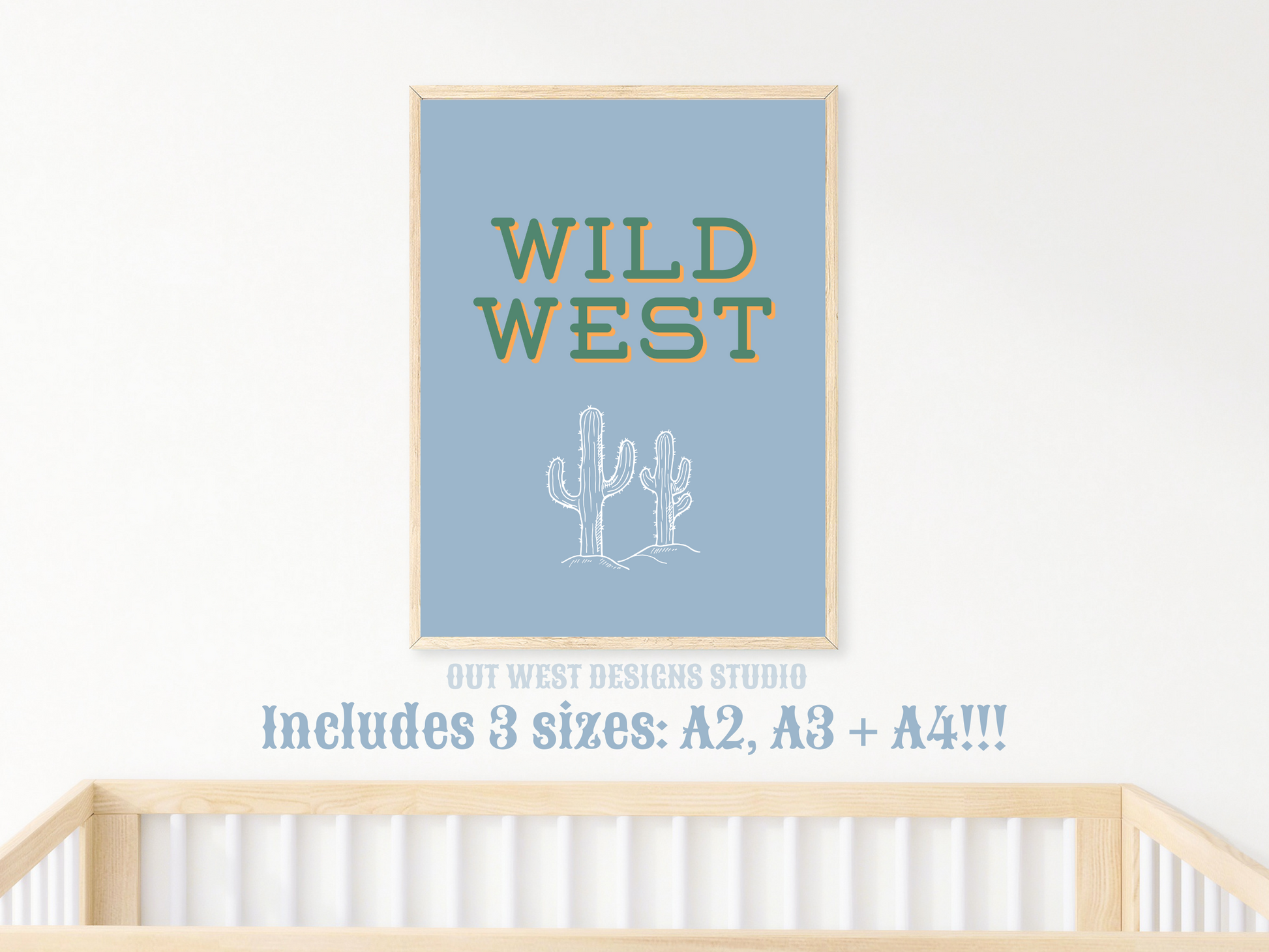 Wild West Cactus print Western- babies girls boys nursery home wall decor play room + kids bedroom poster art Cowboy Cowgirl Southwest rodeo