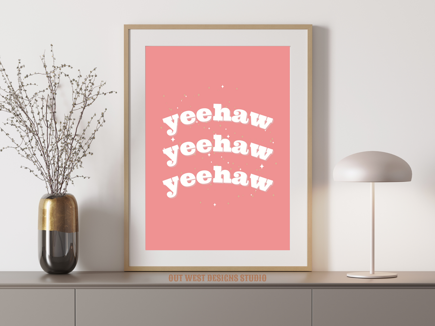 Yee haw cowgirl print color - Western home decor - Retro Poster wall bedroom, hallway, lounge room southern western art!