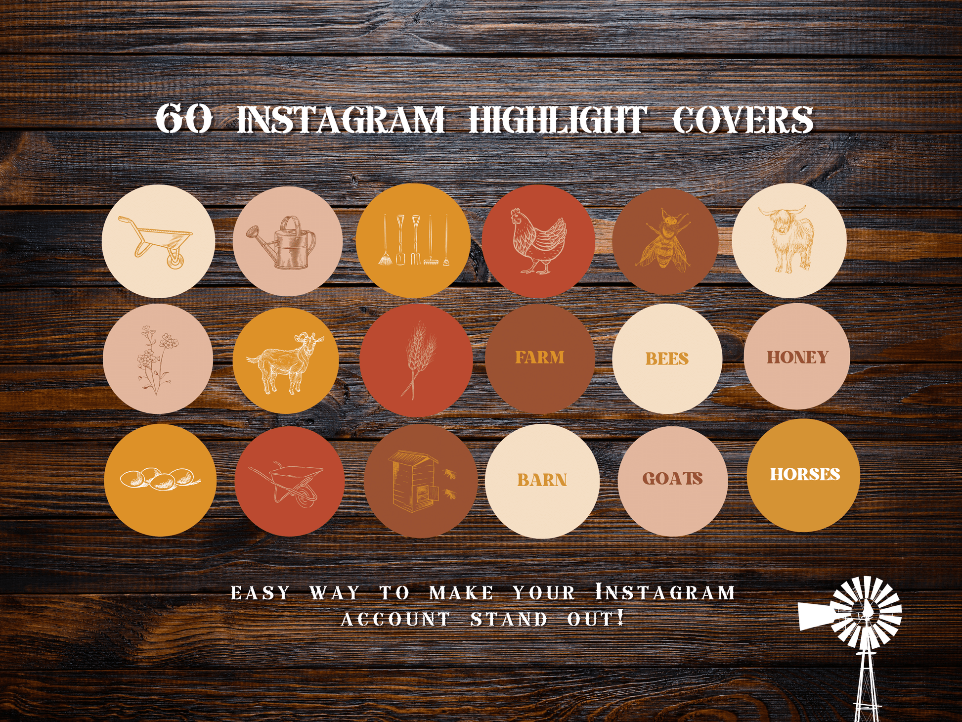 Fall Farm homesteading garden Instagram highlight covers + story backgrounds Farming autumn IG icons social media icons Neutral earthy