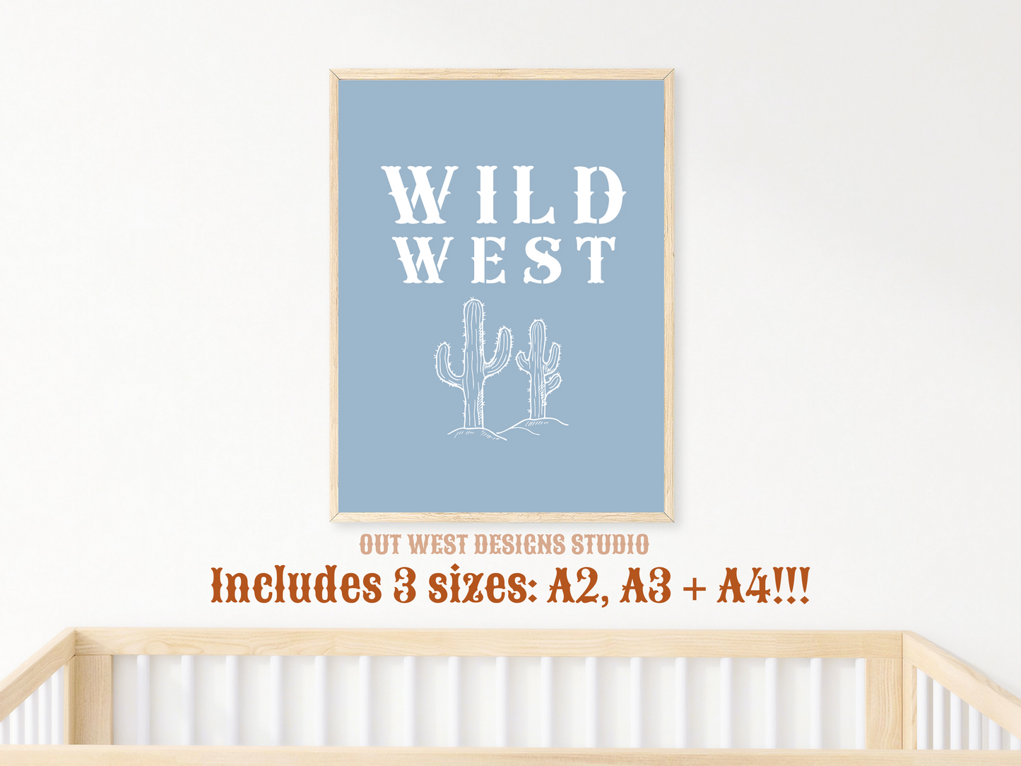 Wild West Cactus print Western- babies girls boys nursery home wall decor play room + kids bedroom poster art Cowboy Cowgirl Southwest rodeo