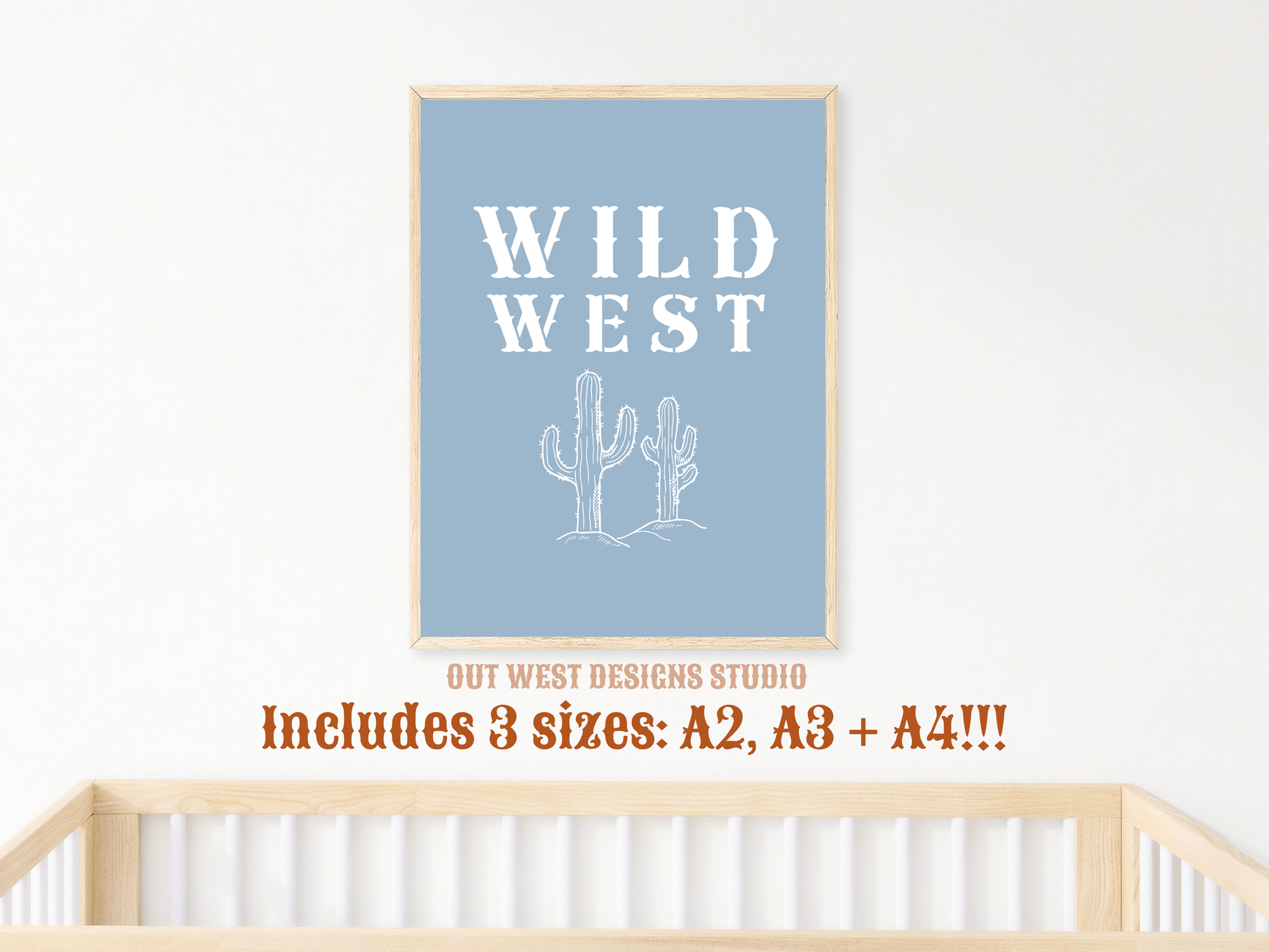 Wild West Cactus print Western- babies girls boys nursery home wall decor play room + kids bedroom poster art Cowboy Cowgirl Southwest rodeo