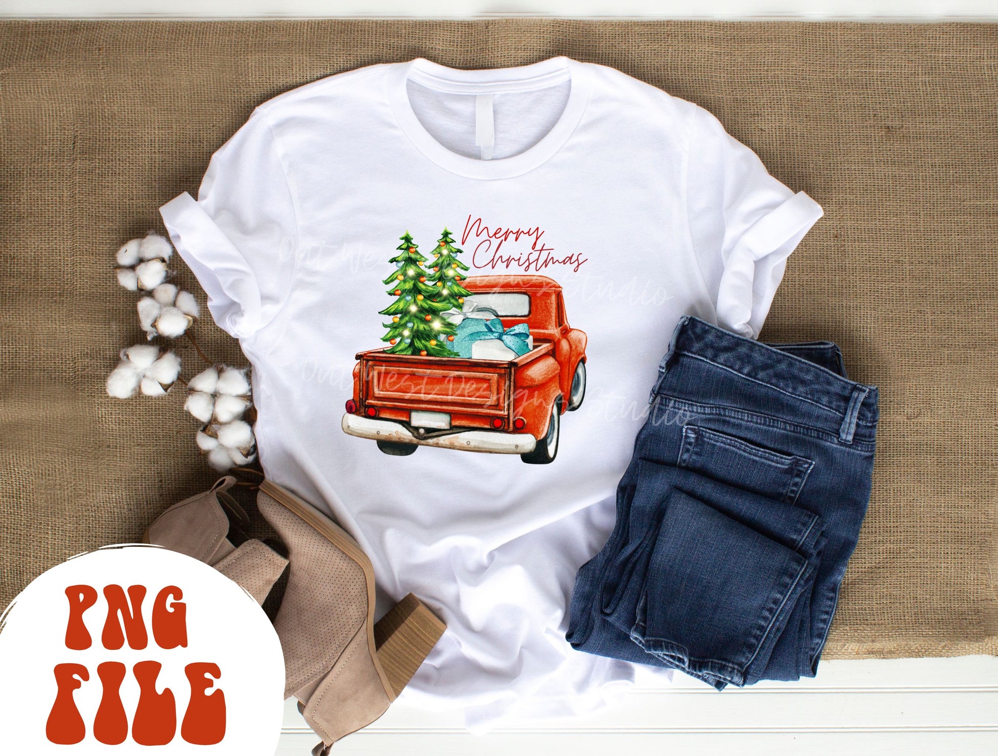 Country Christmas Vintage Truck Sublimation, Western Png, Digital Illustration, Sublimation File, Christmas Png, Xmas png