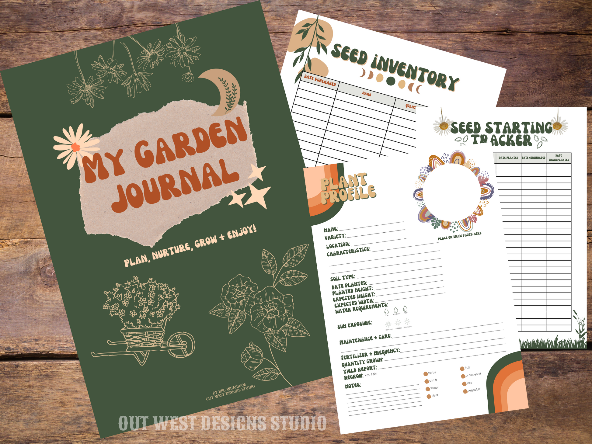 My garden journal diary | keep track of seeding, harvest, inventory + design your own layout | Homesteading book | flower + plant planner