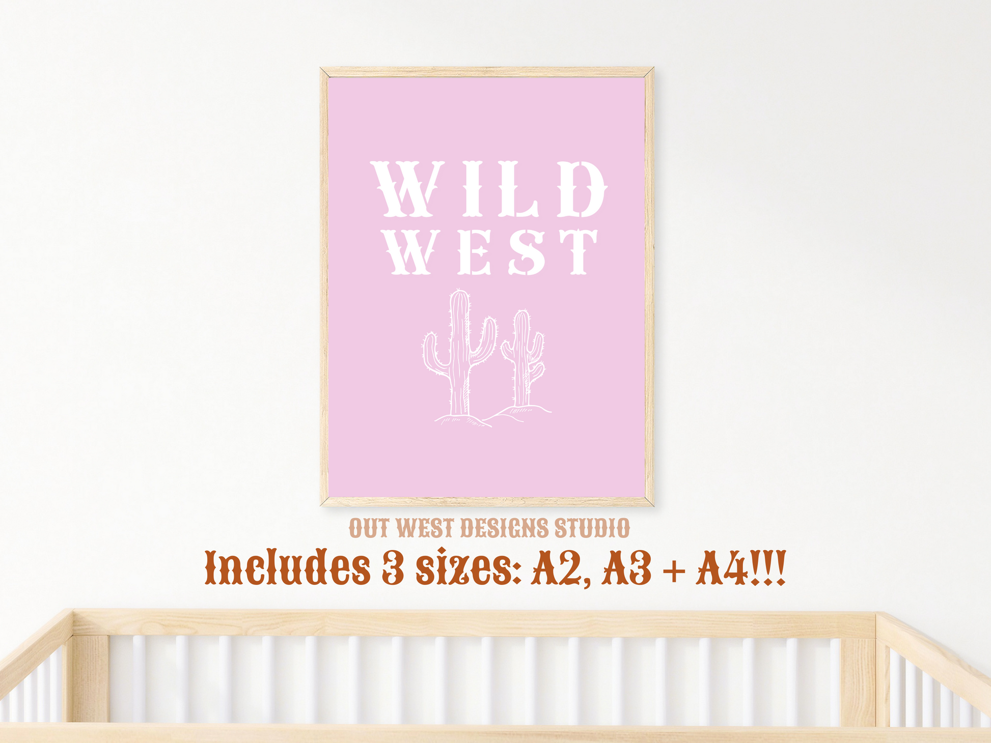 Wild West Cactus print Western- babies girls boys nursery home wall decor play room + kids bedroom poster art Cowboy Cowgirl Southwest rodeo