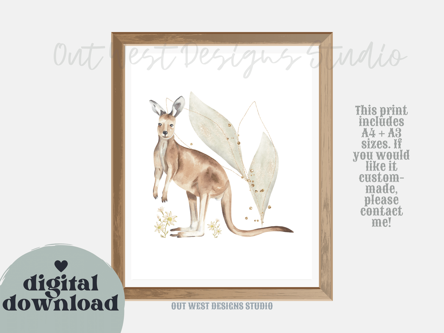 Australian animal print with flora for Nursery print baby toddler girls + boys home wall decor - kids bedroom- Koala, kangaroo, platypus, echidna, galah