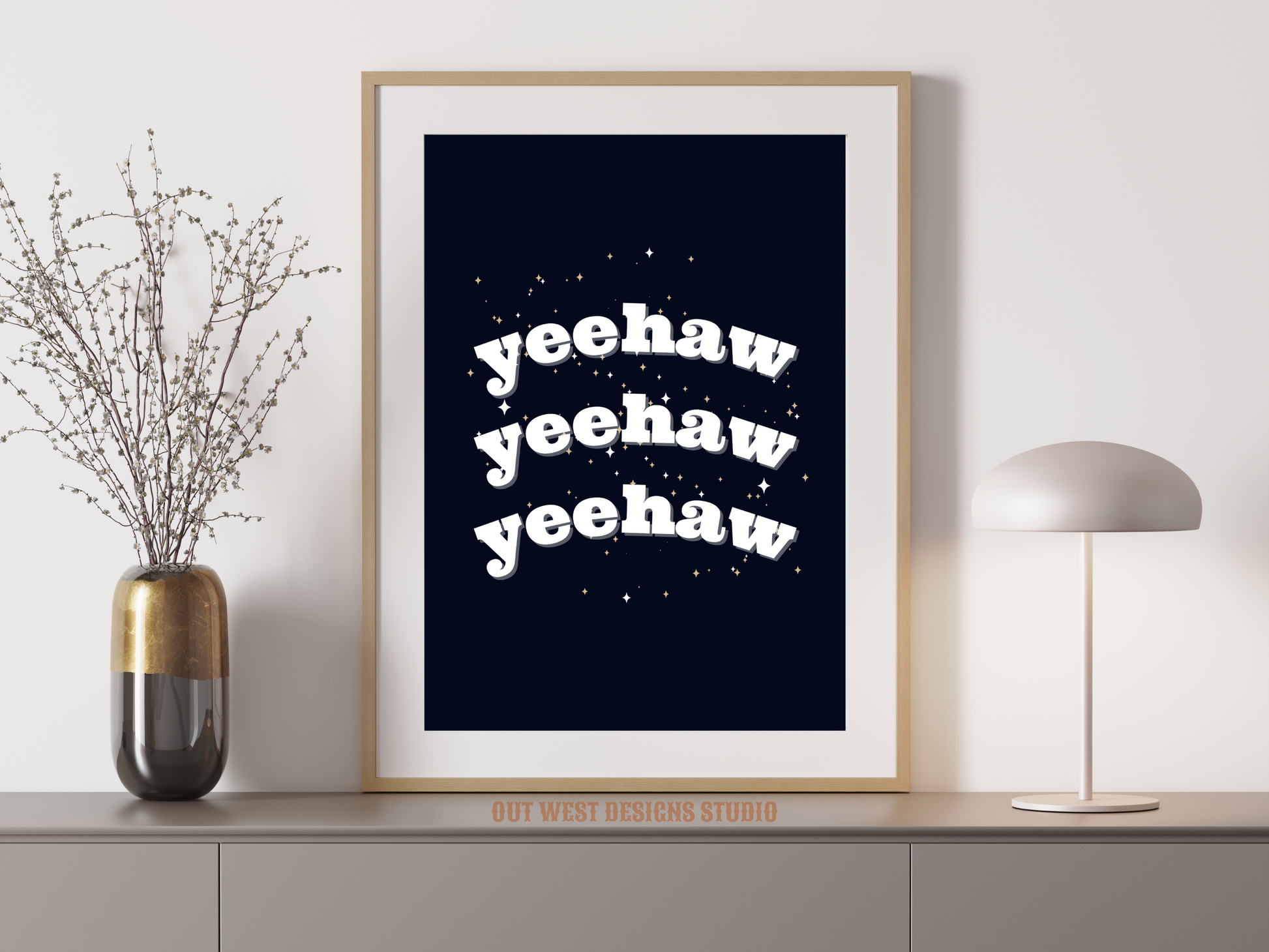 Yee haw cowgirl print color - Western home decor - Retro Poster wall bedroom, hallway, lounge room southern western art!