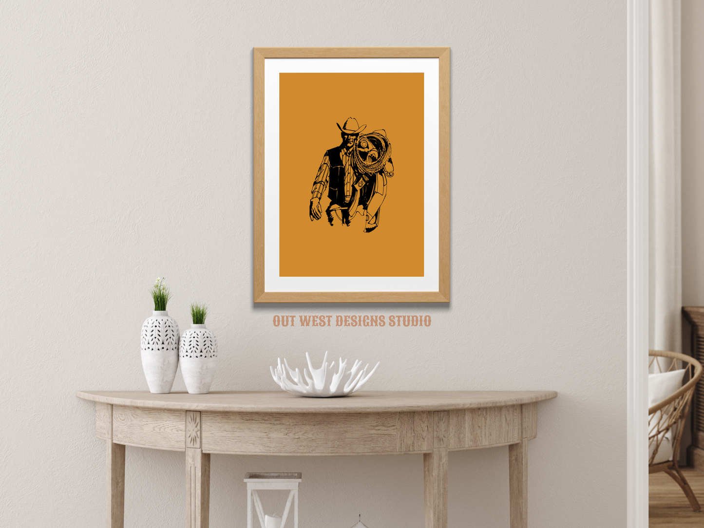 Printable Cowboy John Wayne western print - mustard - Western home decor Poster wall art long country sheriff south western!