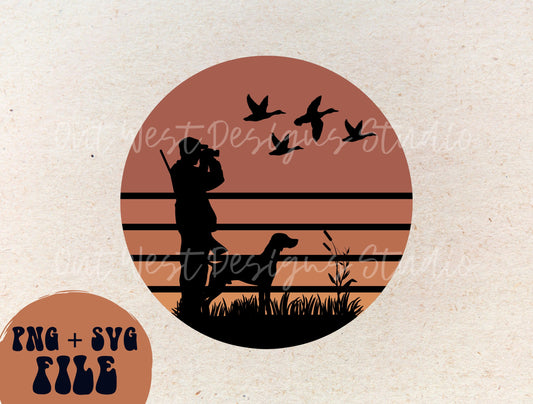 Duck Hunting hunter with dog Country SVG + PNG, Buck geese Season | Cut file Sublimation Design instant Downloads | Digital files