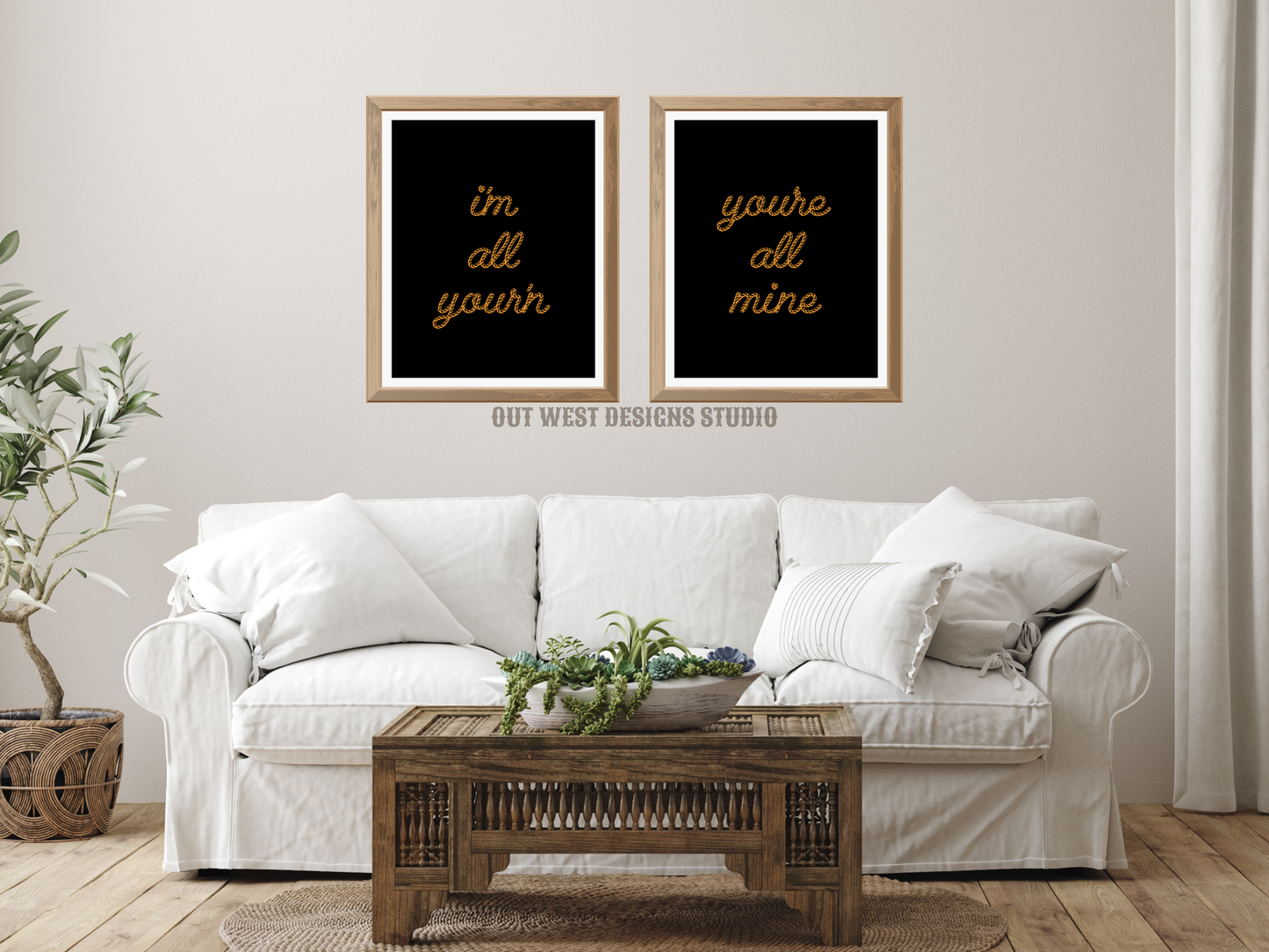 Printable Tyler Childers set of 2 prints in cream +black - I'm all your'n Western home decor Poster wall art Cowgirl cowboy south western!