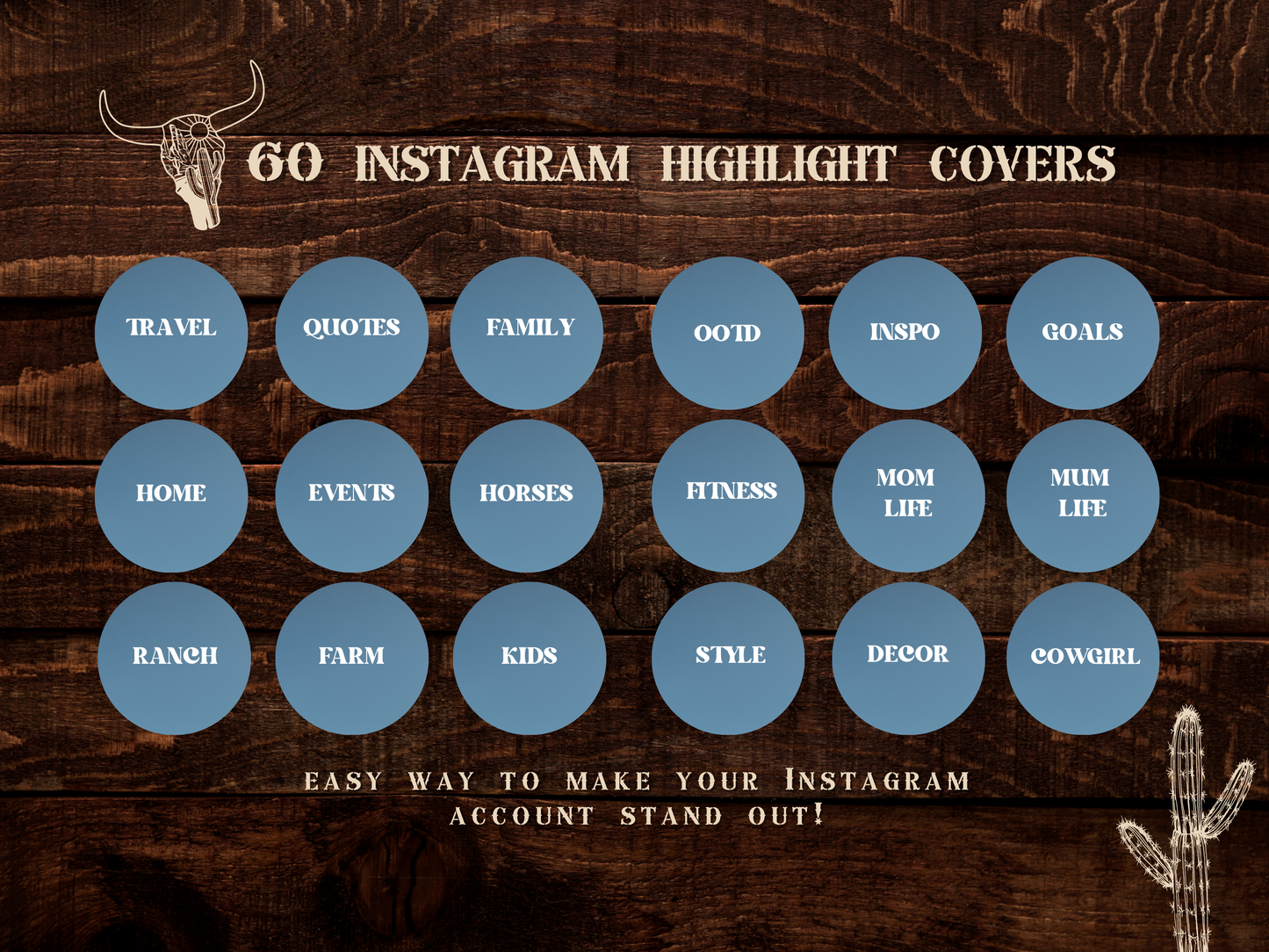 Wild West Big sky Cowgirl Instagram highlight covers + story backgrounds - Western Southwest Blue Montana ranch cowboy western IG icons