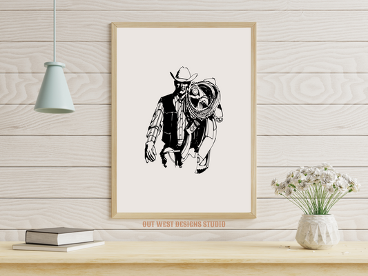 Printable Cowboy John Wayne western print - white - Western home decor Poster wall art long country sheriff south western!