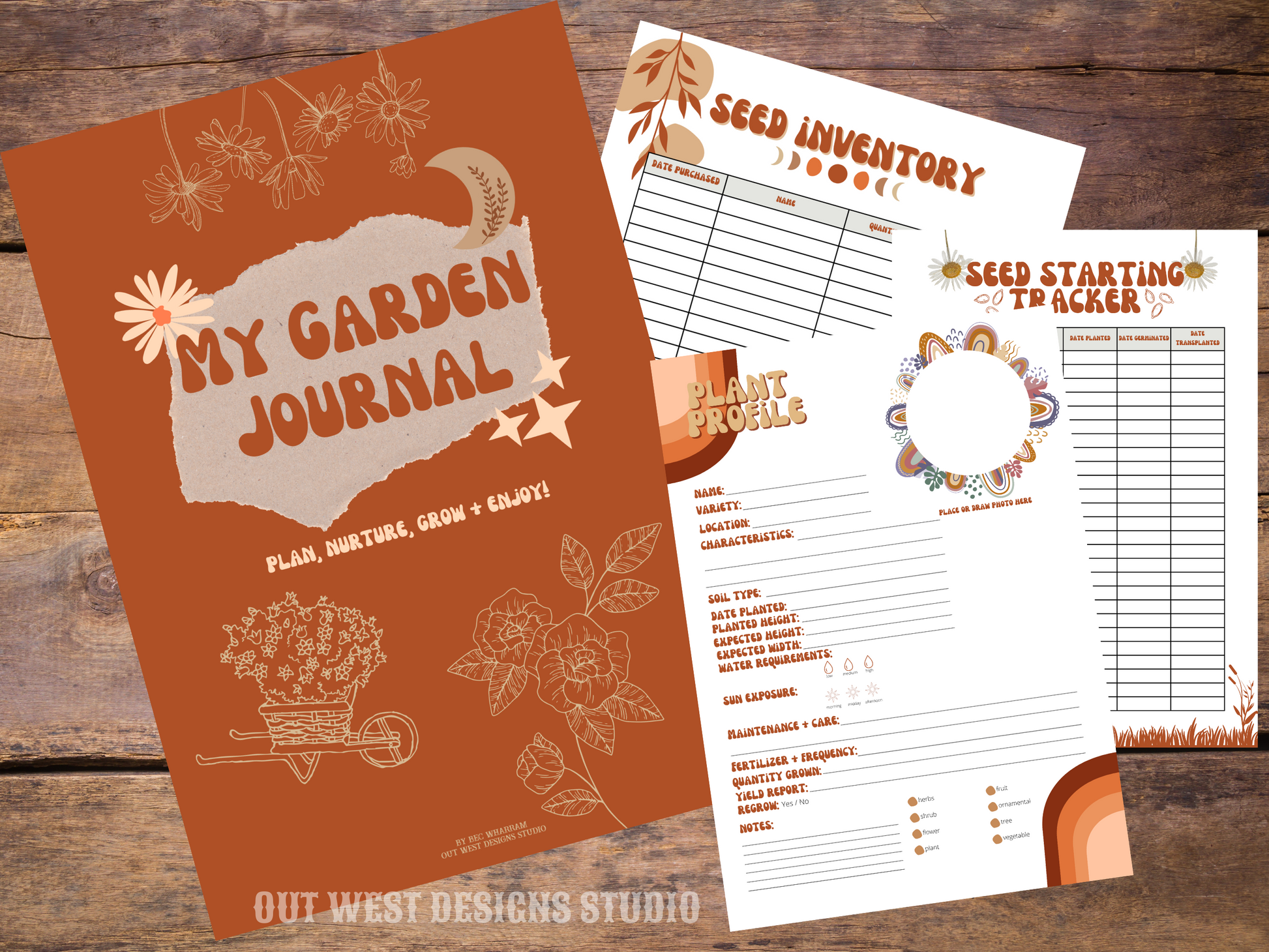 My garden journal diary | keep track of seeding, harvest, inventory + design your own layout | Homesteading book | flower + plant planner