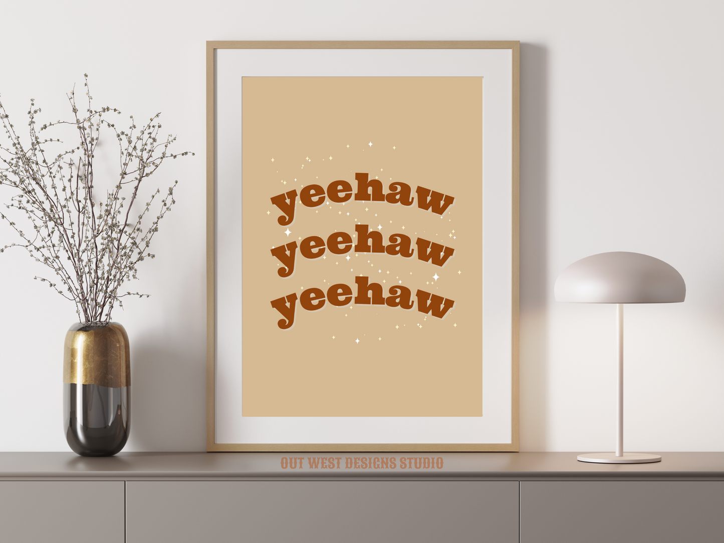 Yee haw cowgirl print color - Western home decor - Retro Poster wall bedroom, hallway, lounge room southern western art!