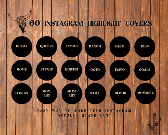 Wild West Cowgirl western Instagram highlight covers + story backgrounds - Black IG icons