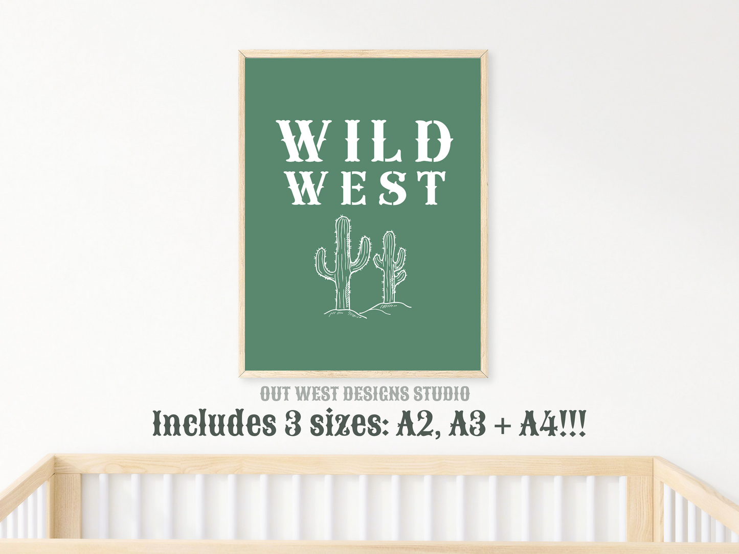 Wild West Cactus print Western- babies girls boys nursery home wall decor play room + kids bedroom poster art Cowboy Cowgirl Southwest rodeo