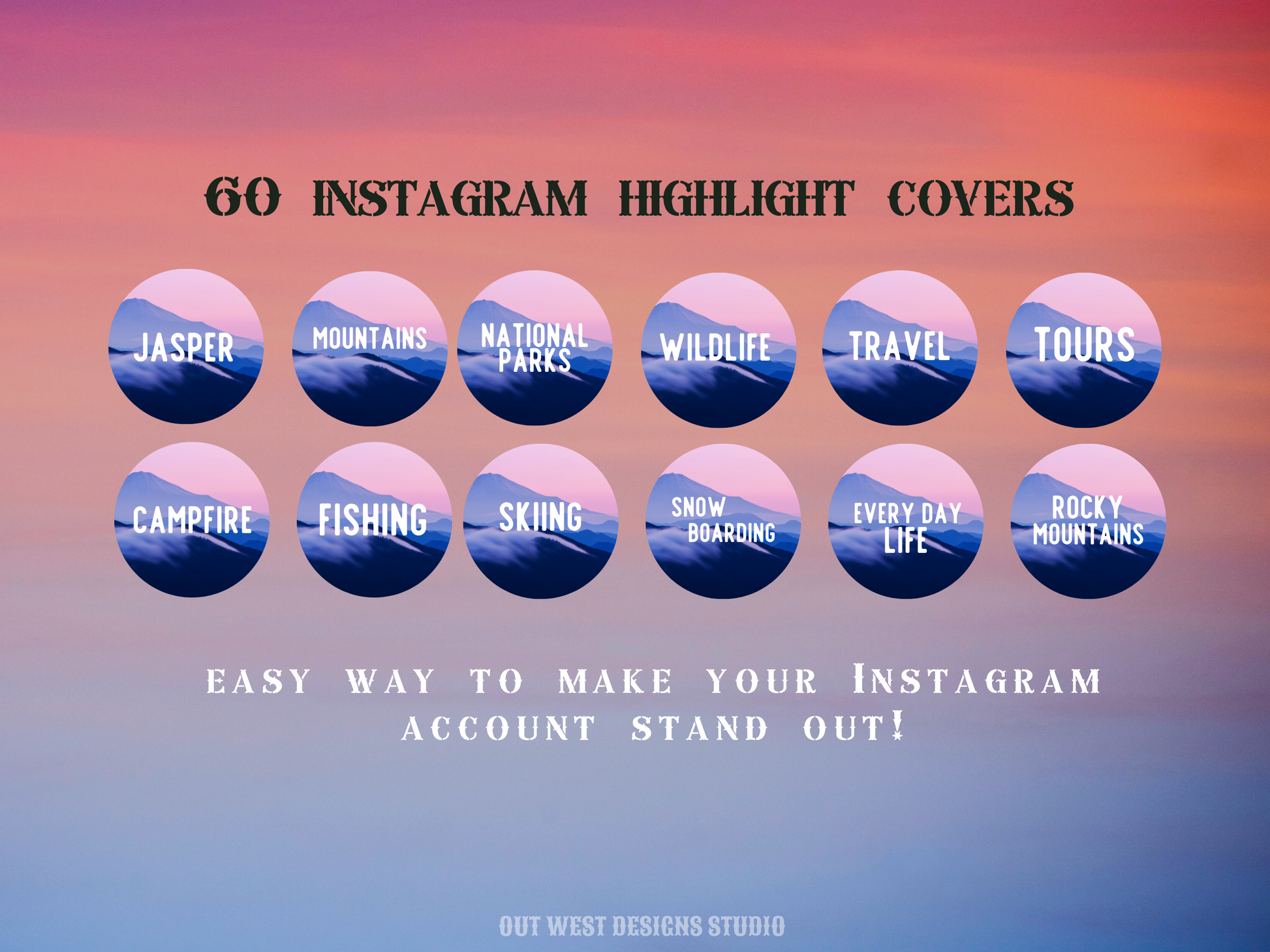 Canada Adventure travel boho Instagram highlight covers + story backgrounds - Canadian pastel sunset | exploring wanderlust camping IG icons