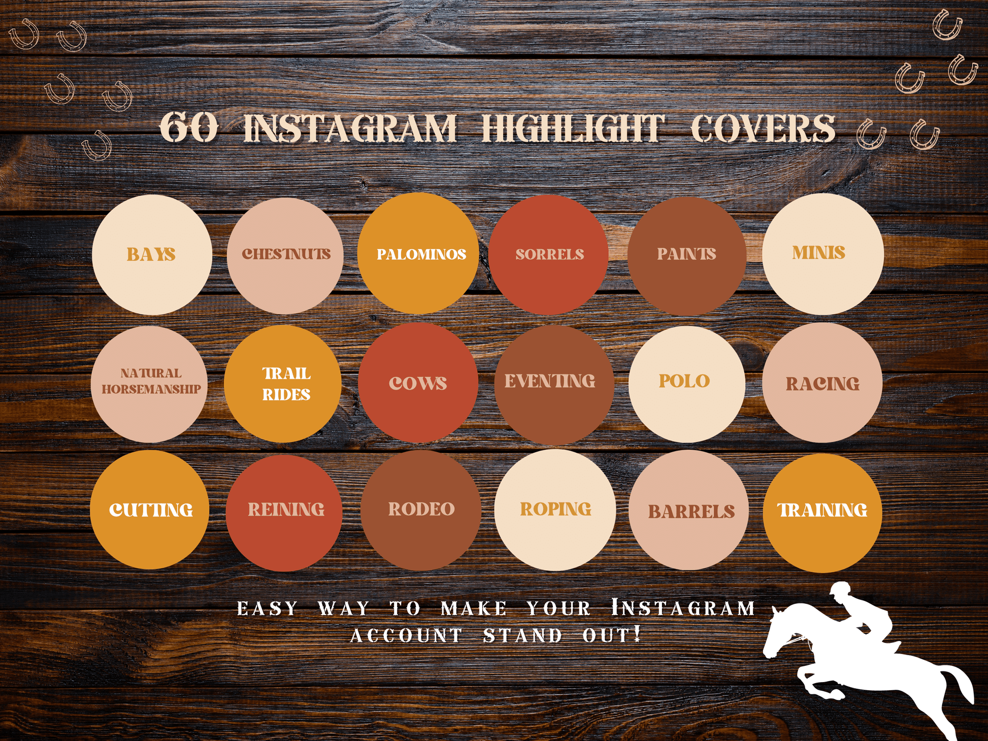 Equestrian horse riding Instagram highlight covers + story backgrounds - Fall earthy show jumping, pony, dressage, rodeo cowgirl IG icons