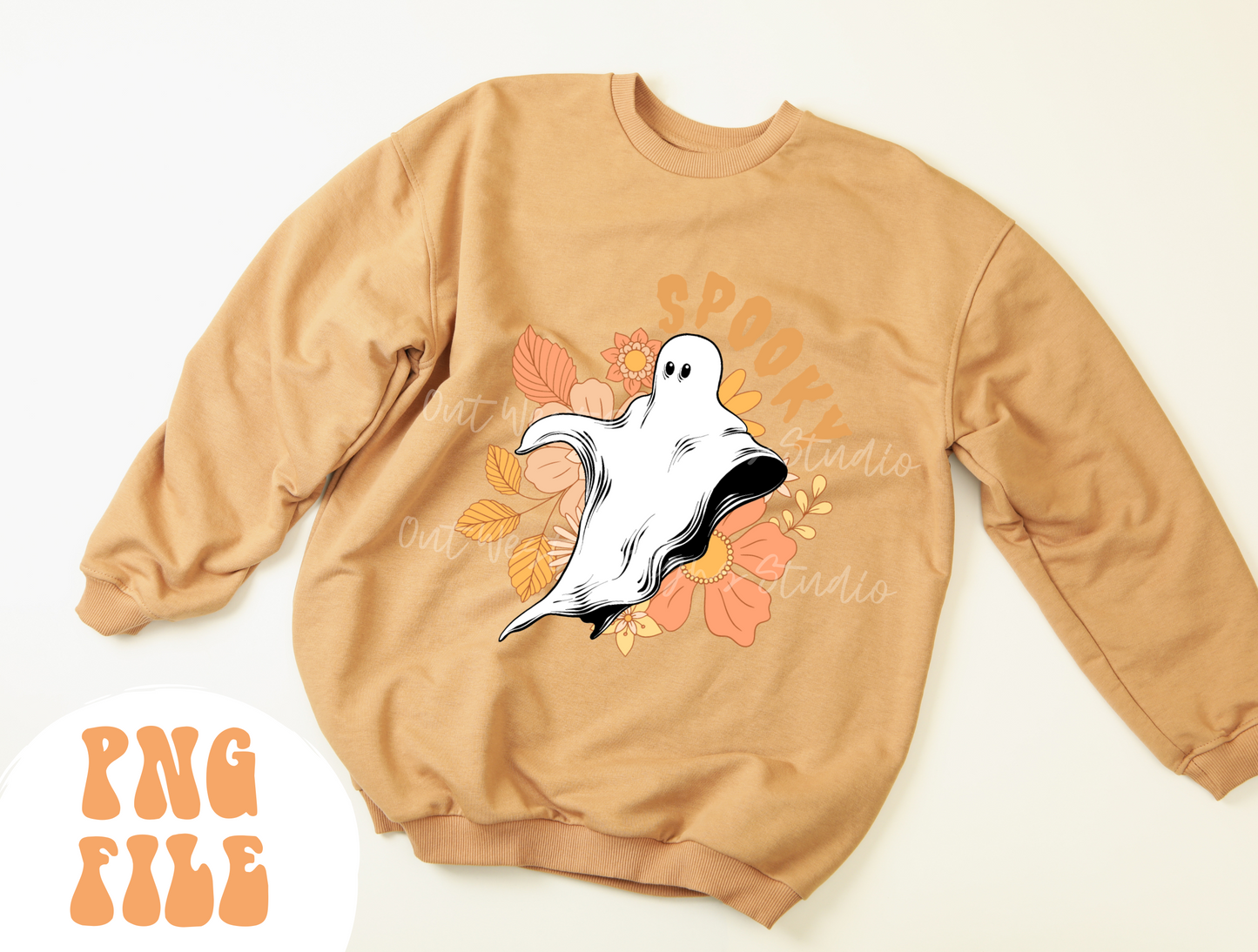 Spooky Floral Fall ghost halloween PNG, Fall, Pumpkin Season, Sublimation Design instant Downloads, Retro Autumn Vibes, Thanksgiving