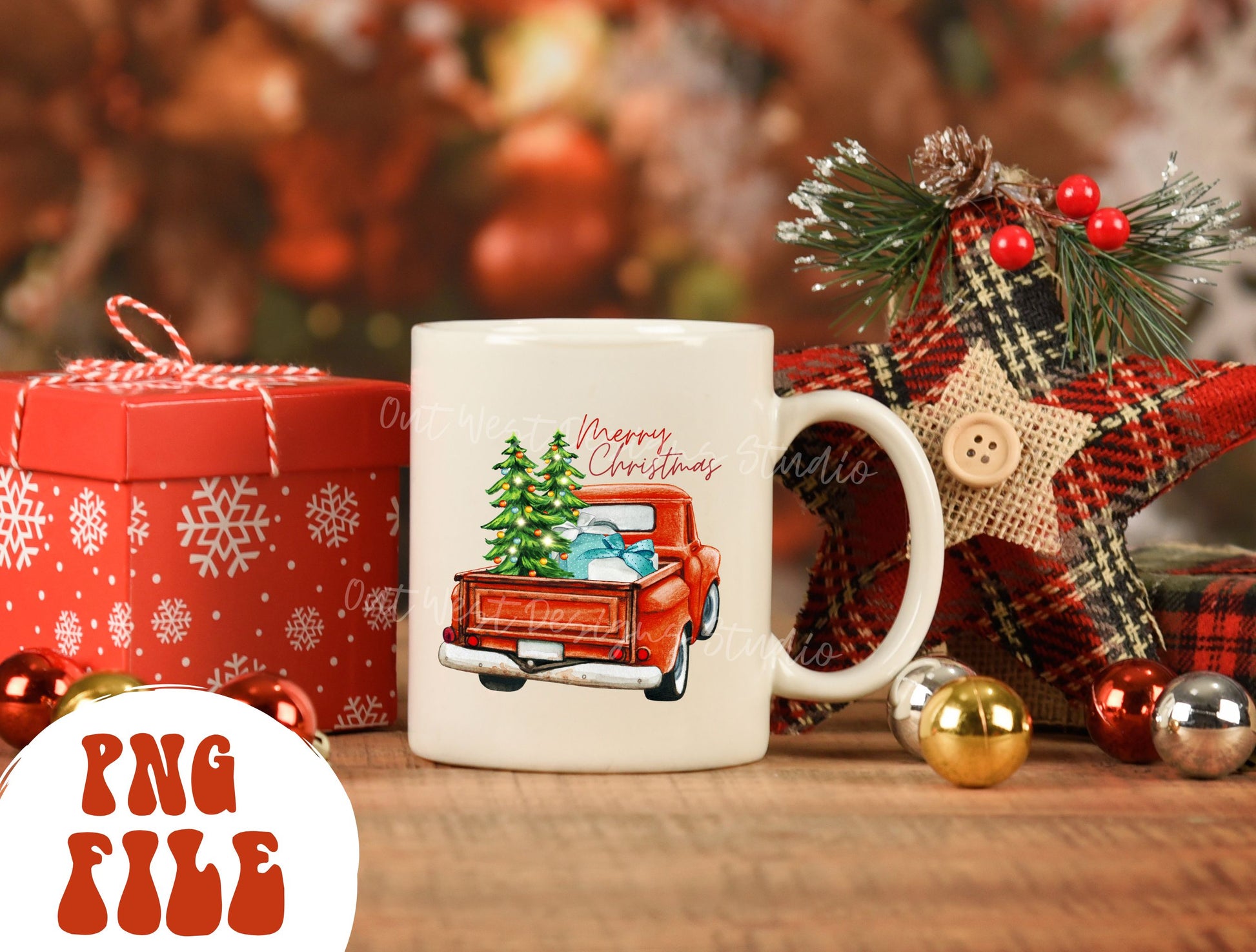 Country Christmas Vintage Truck Sublimation, Western Png, Digital Illustration, Sublimation File, Christmas Png, Xmas png