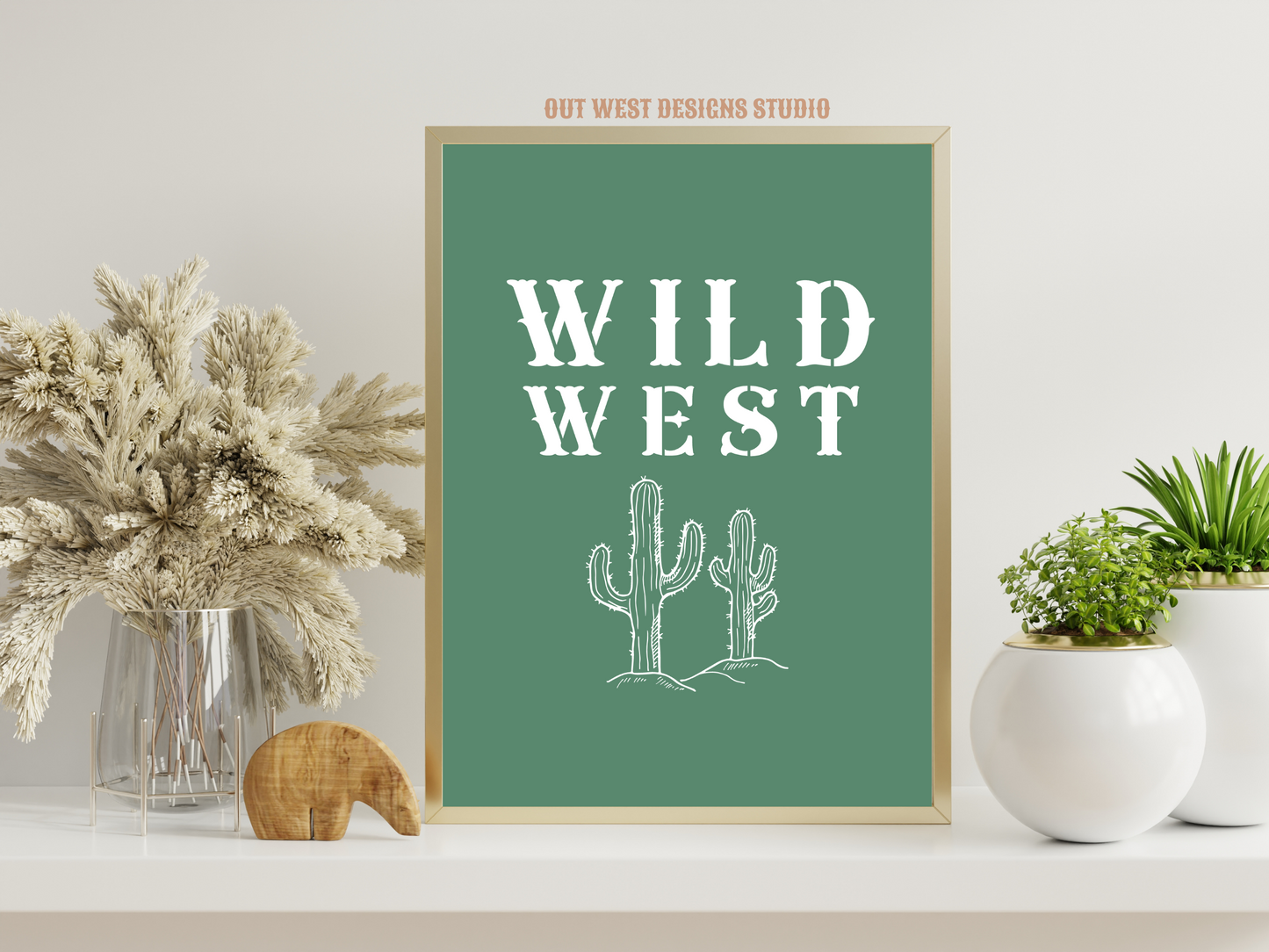 Wild West Cactus print Western- babies girls boys nursery home wall decor play room + kids bedroom poster art Cowboy Cowgirl Southwest rodeo