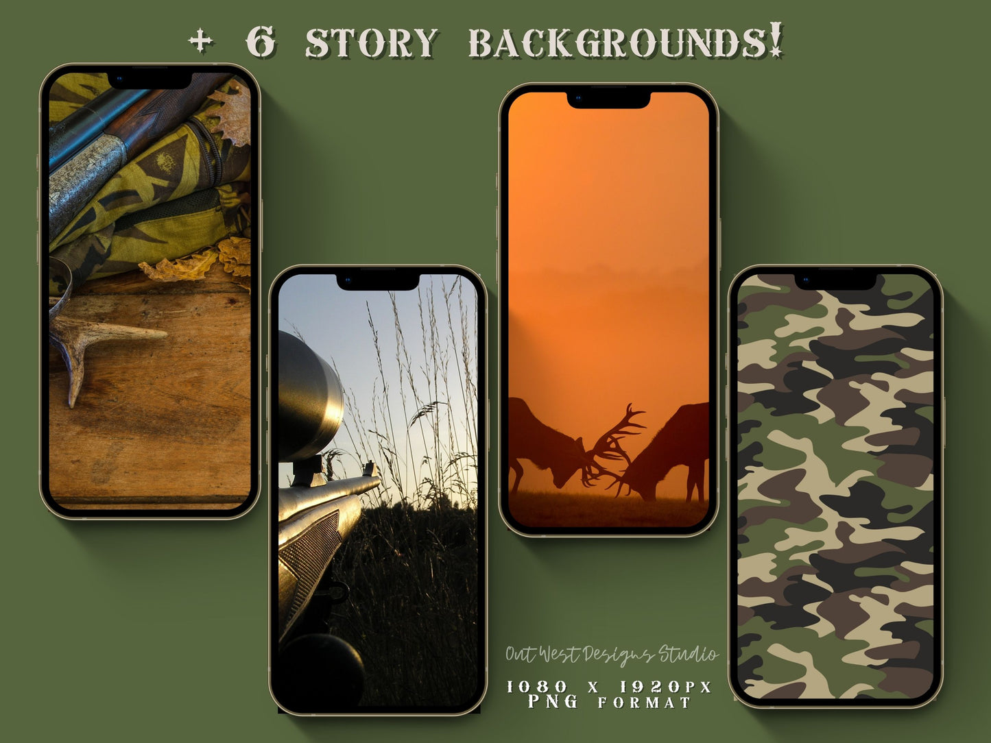 Hunting country Instagram highlight covers + story backgrounds - Green camo - country + western IG icons | deer elk bear hunter social media