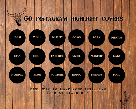 Wild West Cowgirl western Instagram highlight covers + story backgrounds - Black IG icons