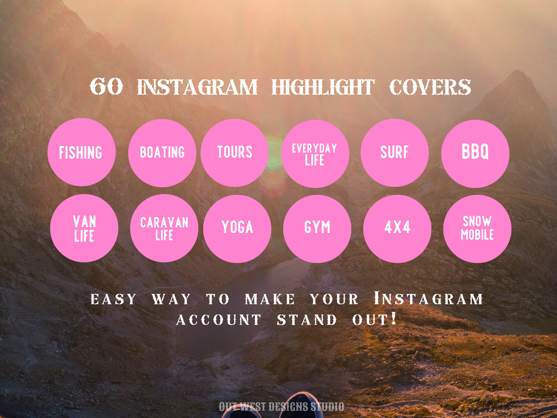 Outdoor Adventure travel boho Instagram highlight covers + story backgrounds - pink | exploring wanderlust camping IG icons
