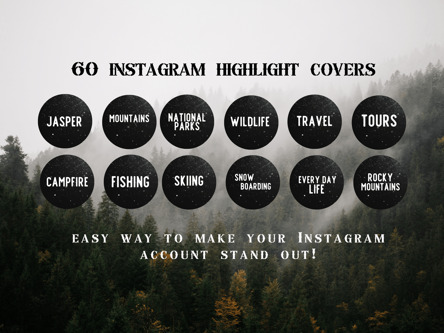 Canada Adventure travel boho Instagram highlight covers + story backgrounds - Canadian Black night | exploring wanderlust camping IG icons