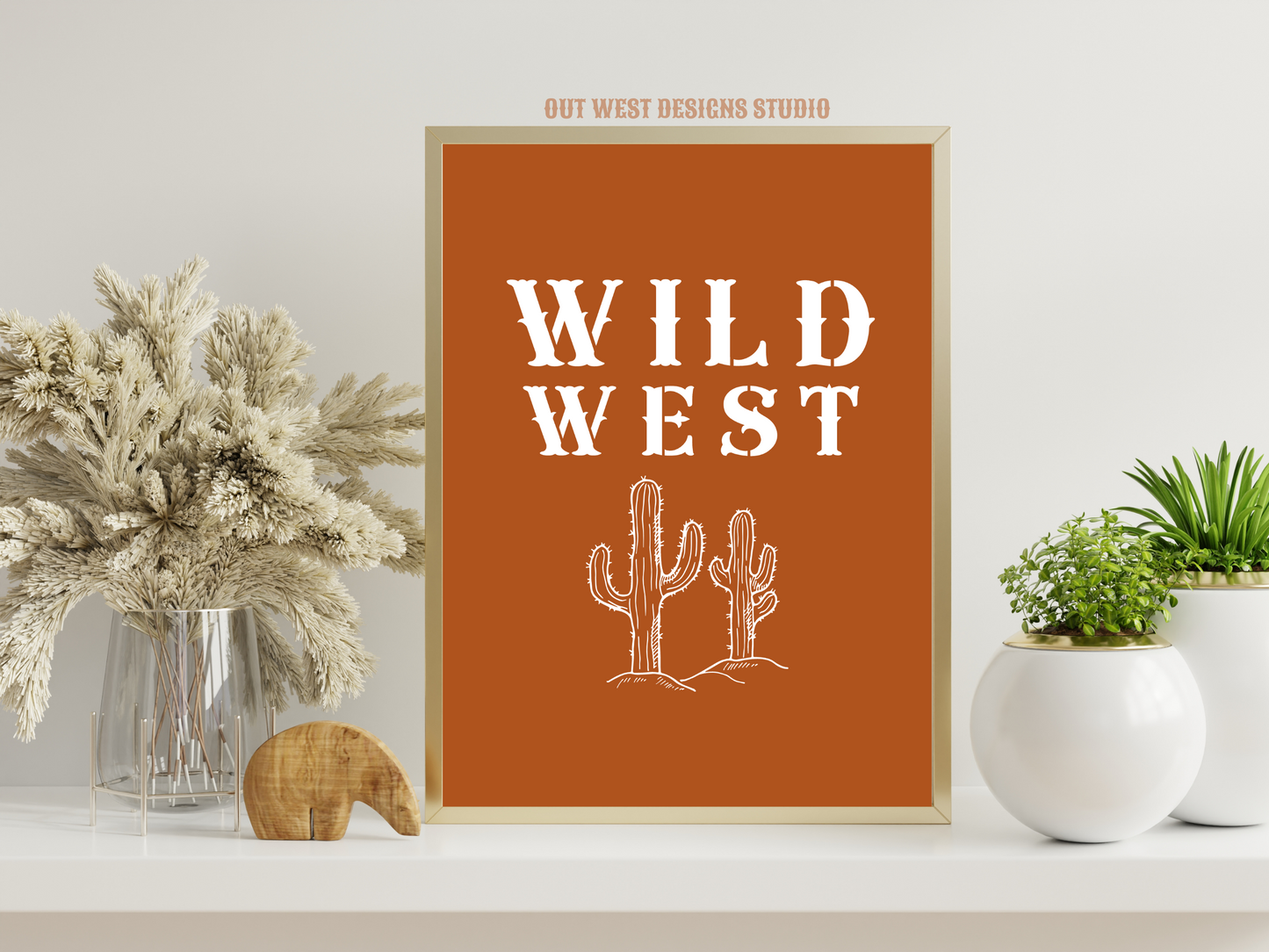 Wild West Cactus print Western- babies girls boys nursery home wall decor play room + kids bedroom poster art Cowboy Cowgirl Southwest rodeo