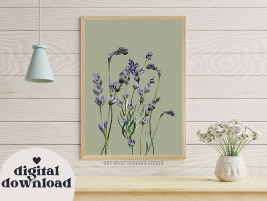Watercolor Print, Digital Print, Farmhouse Print, Farmhouse Art, Farm House Decor, Printable Wall Art, Farm Decor, lavender, Flowers