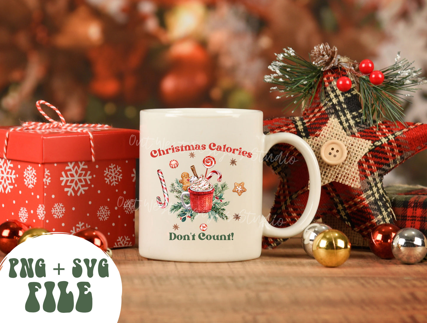 Christmas Calories Don’t Count DIGITAL DOWNLOAD sublimation design PNG file 300 dpi for shirts mugs transfers aprons tumblers candy cookies.