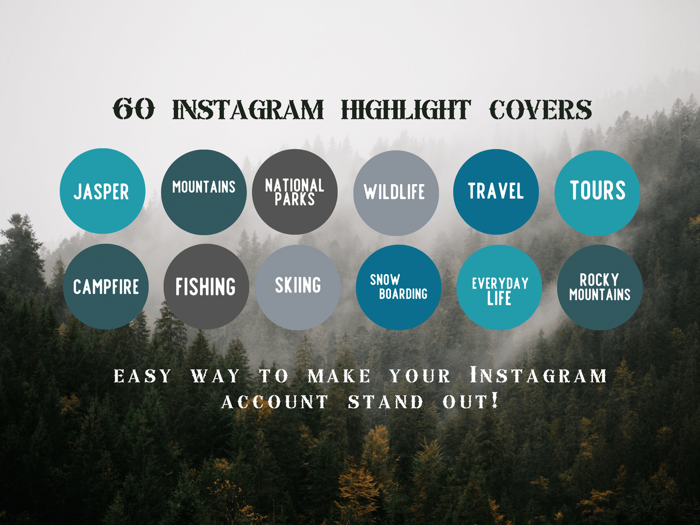 Canada Adventure travel boho Instagram highlight covers + story backgrounds - Canadian icey blues | exploring wanderlust camping IG icons