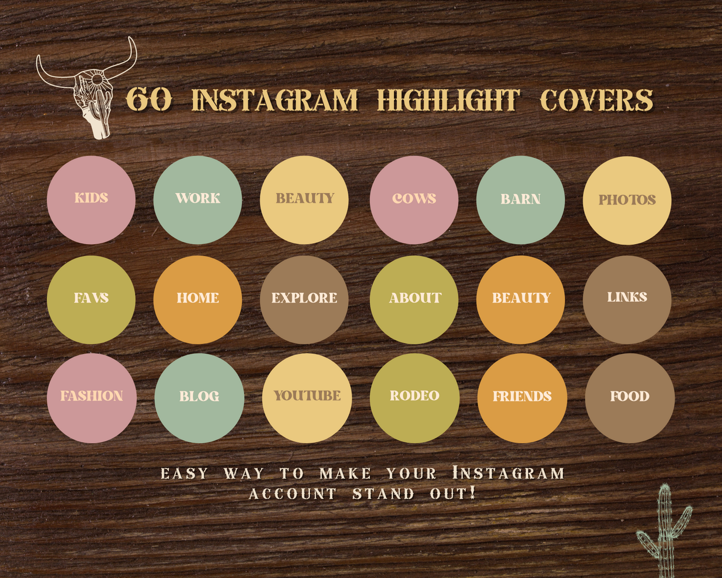 Wild West Cowgirl Instagram highlight covers + story backgrounds - Pastel Sunset western rodeo IG icons for social media