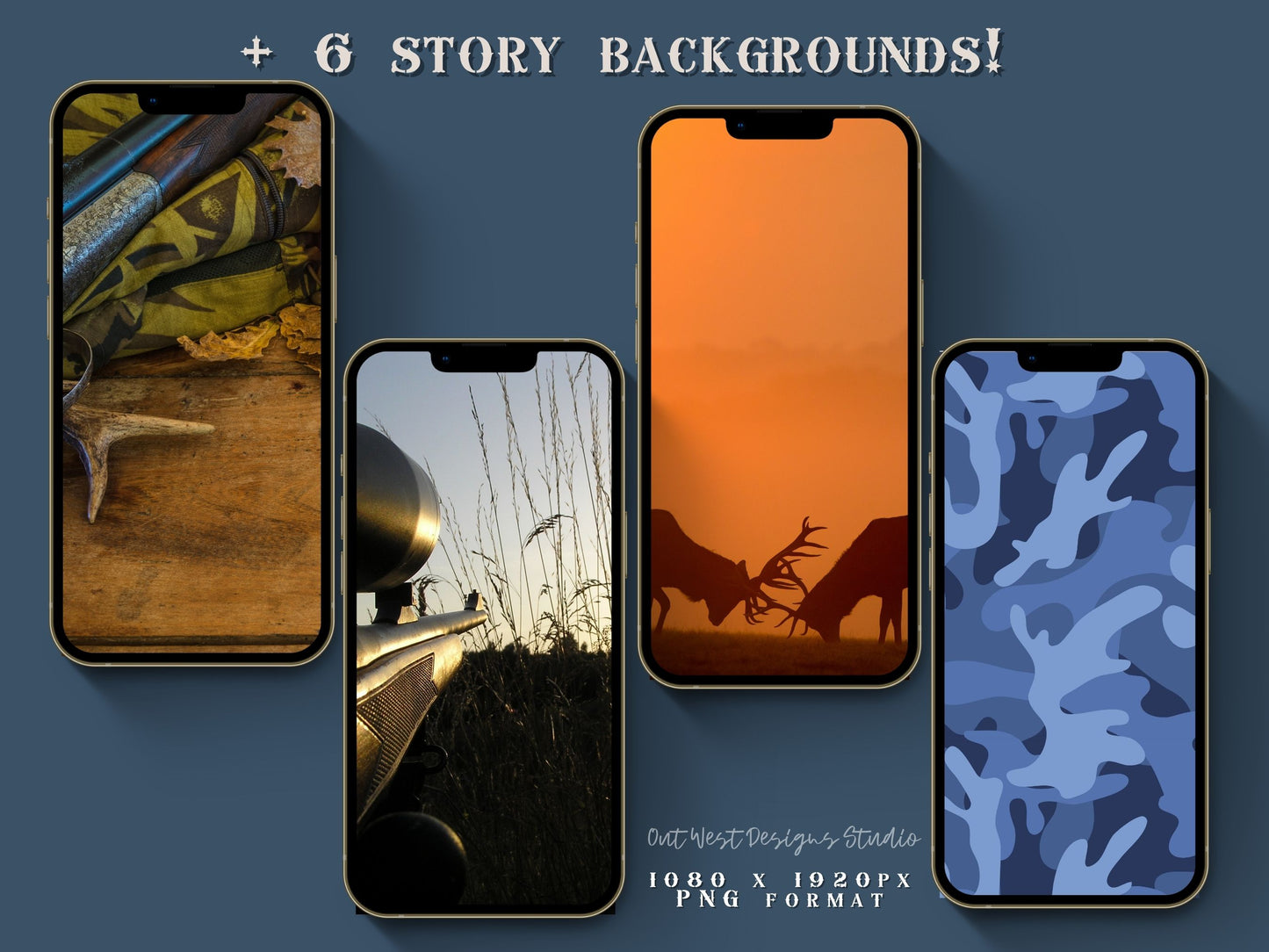 Hunting country Instagram highlight covers + story backgrounds - Blue camo - country + western IG icons | deer elk bear hunter social media