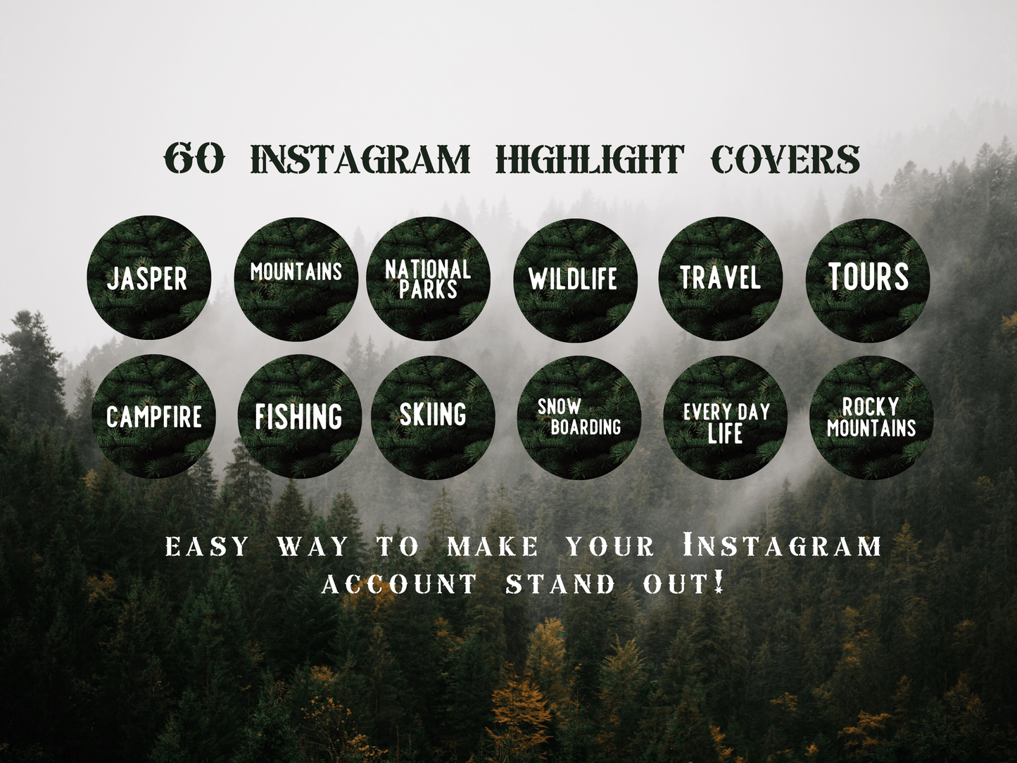 Canada Adventure travel boho Instagram highlight covers + story backgrounds - Canadian pine tree | exploring wanderlust camping IG icons