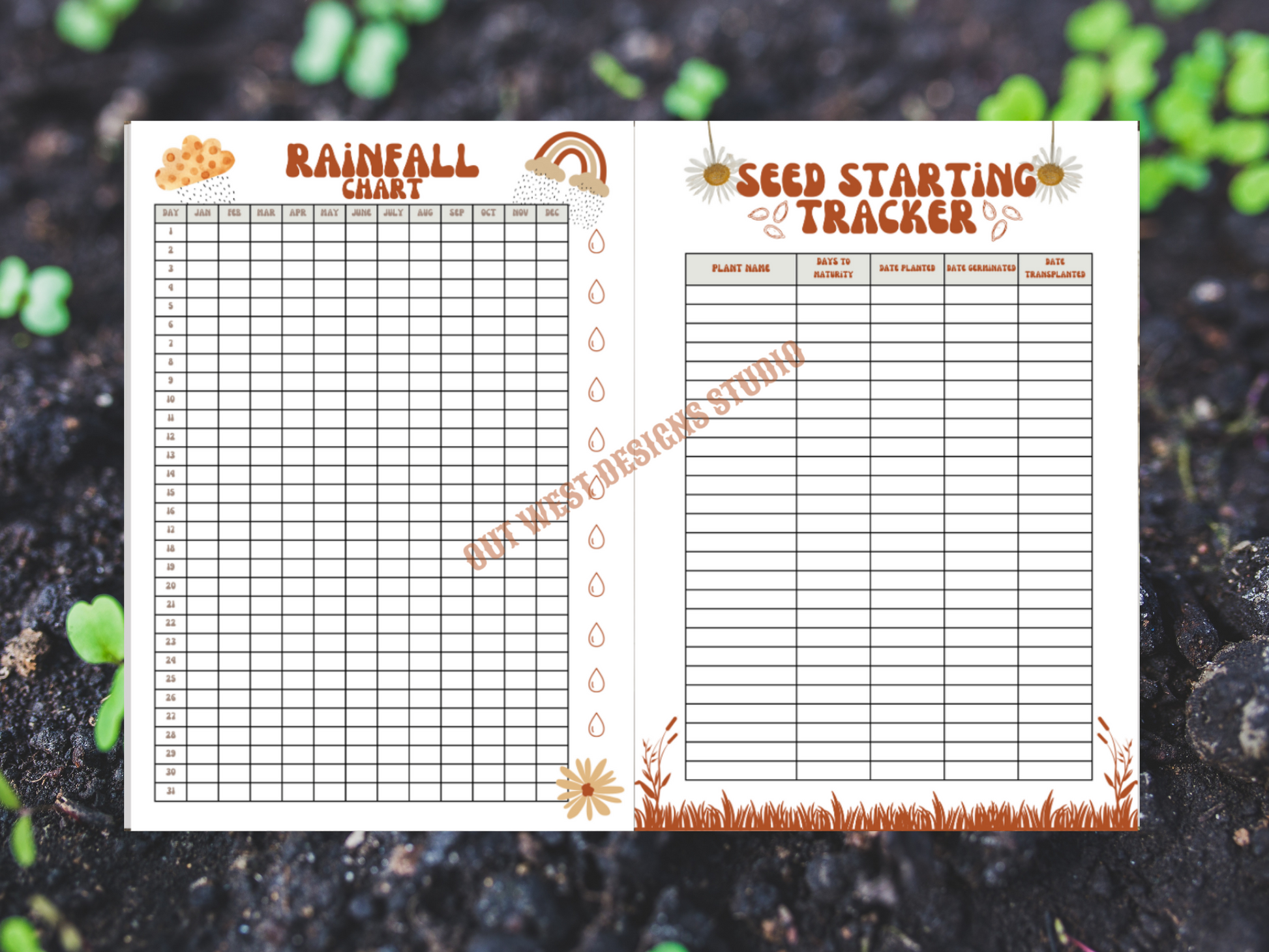 My garden journal diary | keep track of seeding, harvest, inventory + design your own layout | Homesteading book | flower + plant planner