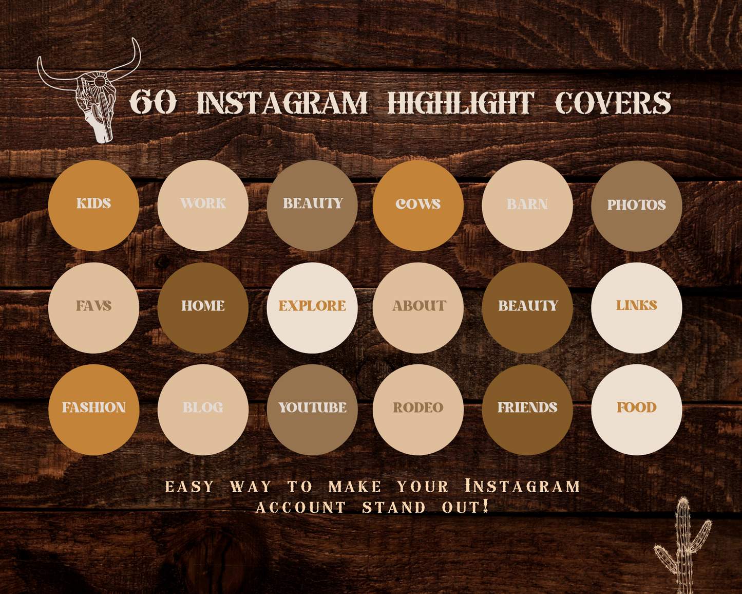 Wild West Cowgirl Instagram highlight covers + story backgrounds - Neutral