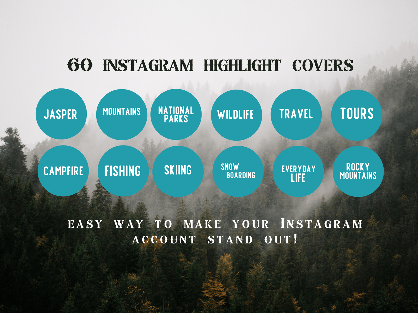 Canada Adventure travel boho Instagram highlight covers + story backgrounds - Canadian Turquoise | exploring wanderlust camping IG icons