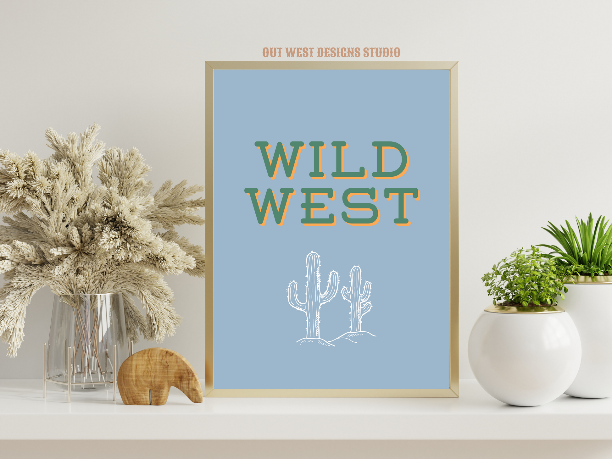 Wild West Cactus print Western- babies girls boys nursery home wall decor play room + kids bedroom poster art Cowboy Cowgirl Southwest rodeo