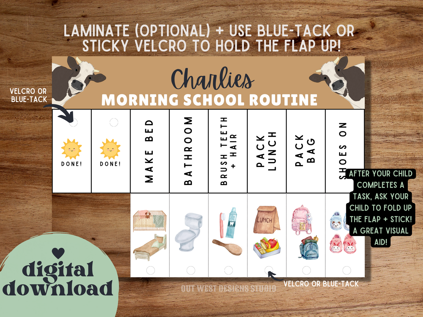 Farm Morning School Routine | Digital wakeup Flip Chart | Chore Checklist Printable | Schedule for Kid | Montessori planner farming country