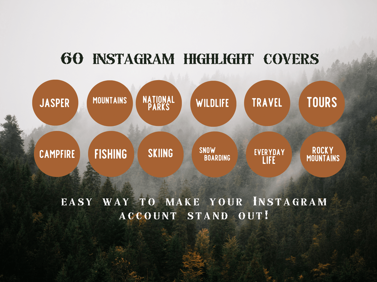 Canada Adventure travel boho Instagram highlight covers + story backgrounds - Canadian Tan brown | exploring wanderlust camping IG icons